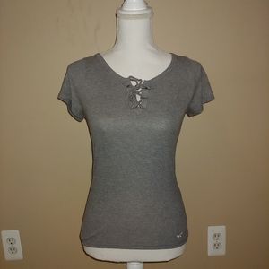 Hollister ribbed T-shirt with tie in the front